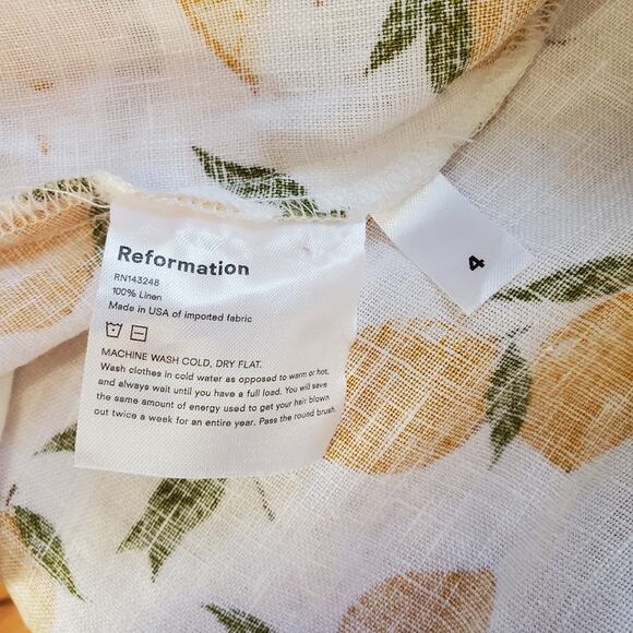 Reformation Marley Linen Off The Shoulder Midi Dress Lemonade Yellow Size 4 - Picture 10 of 10